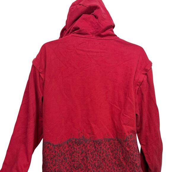 Parts Surplus Red Zip Hoodie XL Crows Crosses Graphic Goth Grunge Y2K - Picture 3 of 7